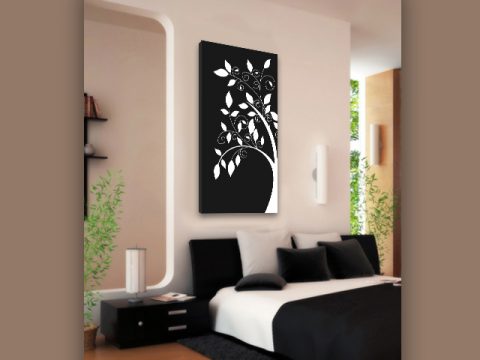 пано графично дърво черно бяло