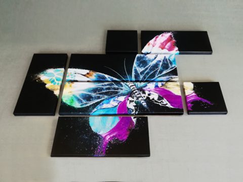 картина за стена, пеперуда, лилаво, 7 части