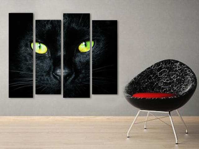 черна котка картина канава