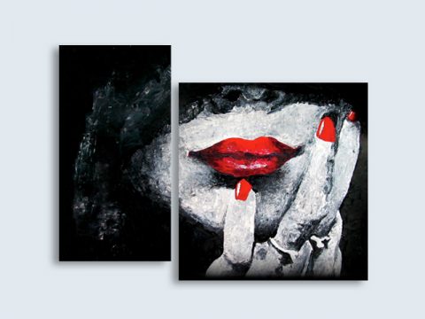 арт жена червени устни