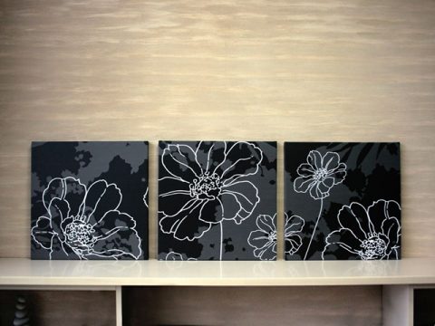 модерни цветя черно бяло