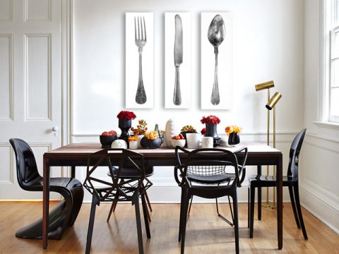 картина Прибори за хранене, нож, вилица, лъжица, кухня, ресторант