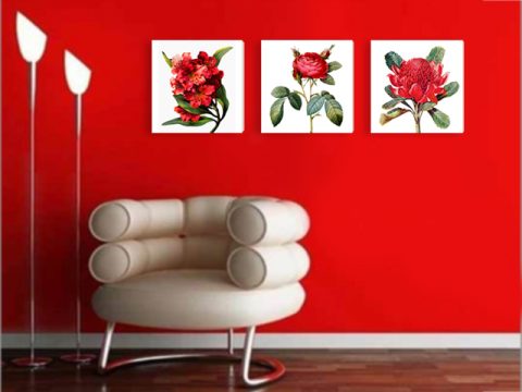 картини винтидж червени цветя
