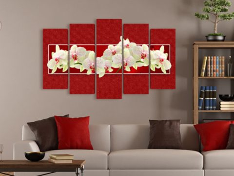 Картина Орхидеи в червено